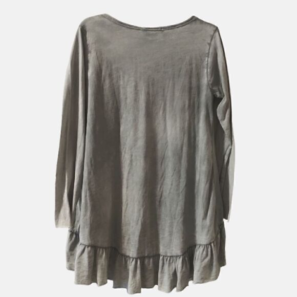 Tempo Paris Hi Low flounce hem gray cotton tunic cactus size M - Picture 3 of 7